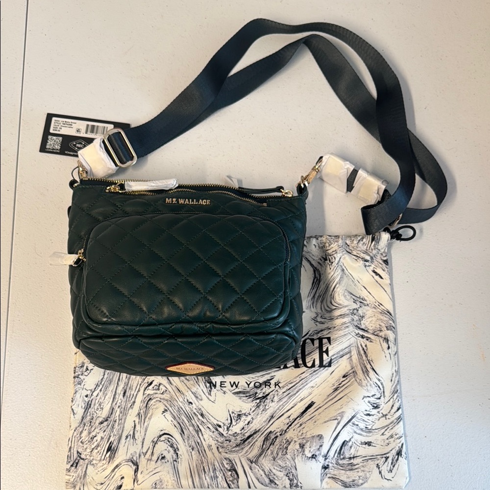 MZ Wallace Green Quilted Crossbody Bag
